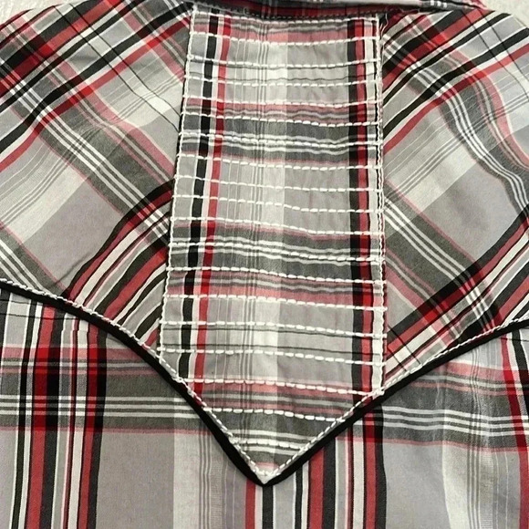 [M] Rock & Roll Cowboy Men's  Long Sleeve Red Plaid Western Snap Button Up Shirt - Picture 8 of 11